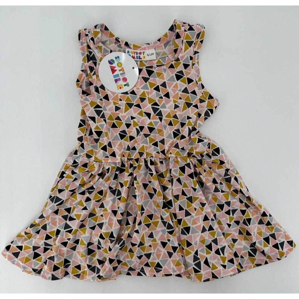 Dot Dot Smile Girl's Tank Dress sz 6-12 Months TRIANGLES Diaper Cover Built-in